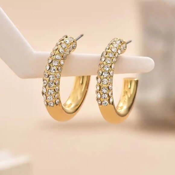 14K Gold Womens 1ct Diamond Semi Hoop Earrings Ladies Round 14K Silver Jewelry